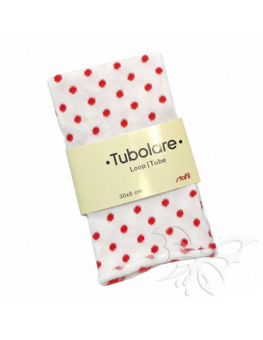 Tubolare Stafil 30 x 8cm Pois Panna-Rosso 74705005