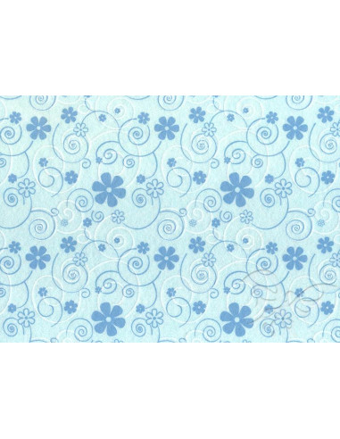 FELTRO 30x40cm 1mm Curly Flowers Celeste/Azzurro/bianco  25013016