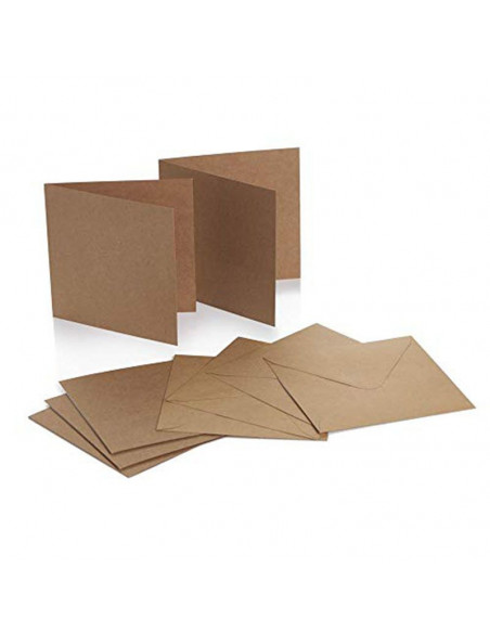 Set 50 Buste KRAFT 120gr 14x14 cm con Biglietto ripiegato 240gr